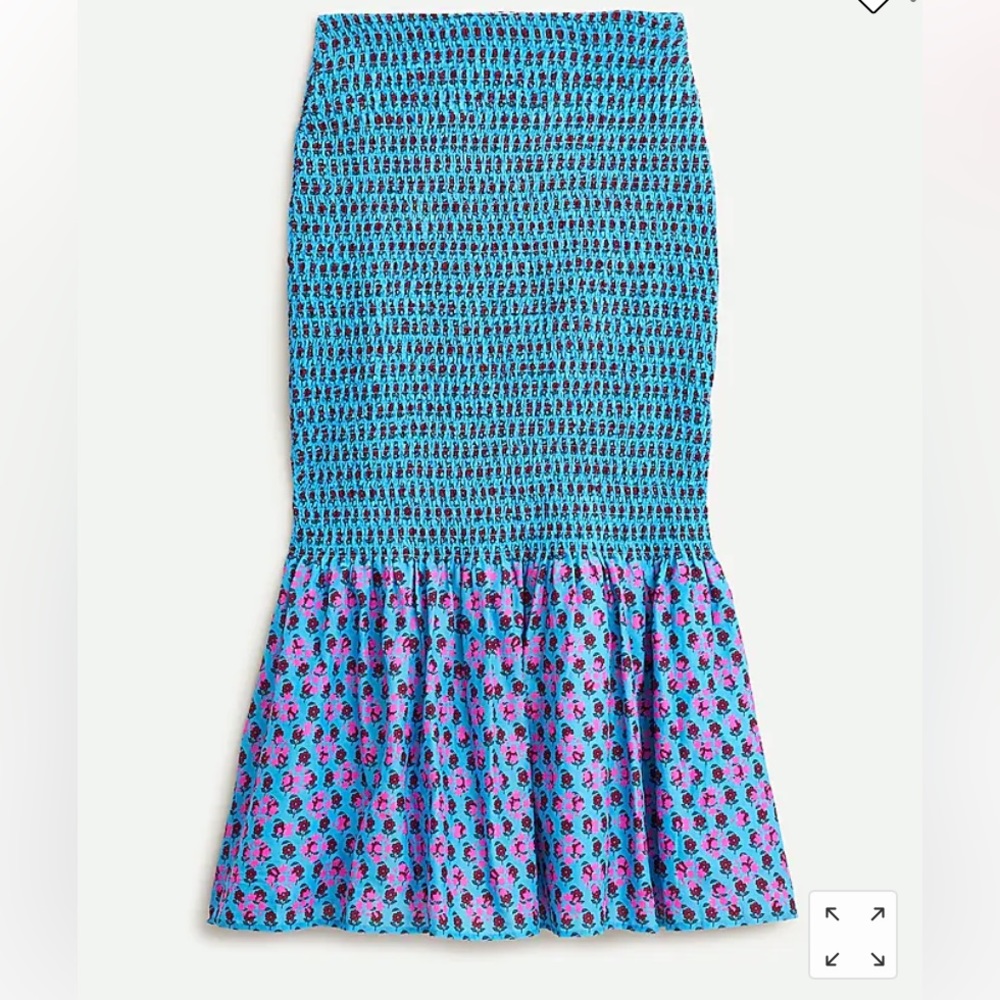 J. Crew Smocked skirt in layered block print floral size 8